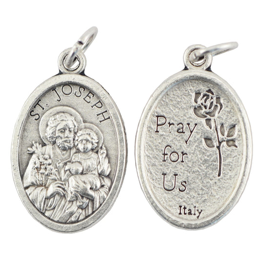 St. Joseph with Child/Pray For Us Oxidized Medal