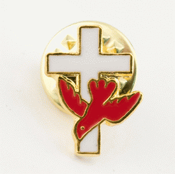 White Cross/Red Dove Lapel Pin Carded
