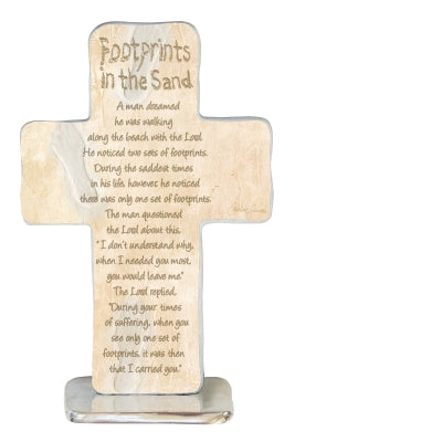 Footprints 4" Standing Cross Gift Boxed