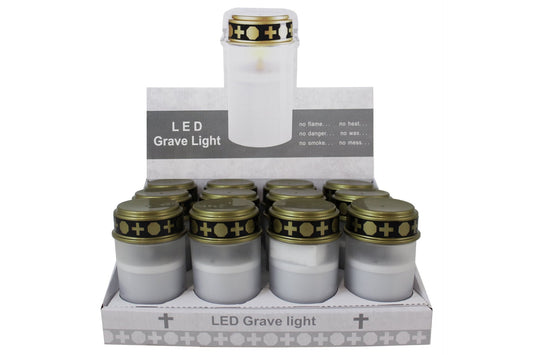 WHITE LED GRAVE SIDE CANDLE 3x5in