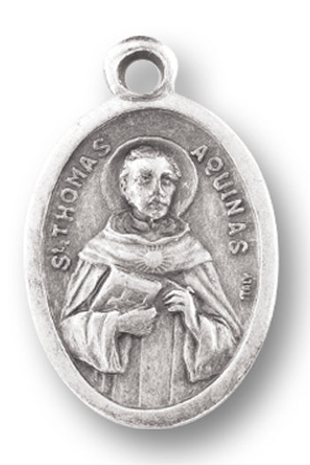 Saint Thomas Aquinas Silver Oxidized Medal
