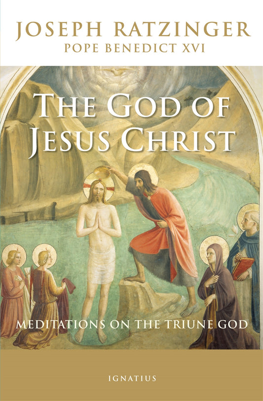 The cover of the book 'The God of Jesus Christ' by Joseph Ratzinger, featuring a painting with religious themes and figures.