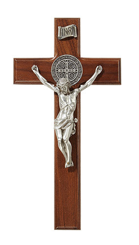 Walnut St. Benedict Wall Crucifix 10"