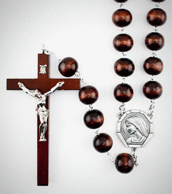 Dark Brown Wood Wall Rosary 118cm