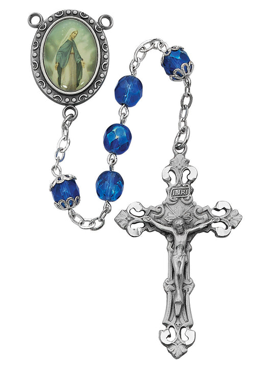 Our Lady of Grace Rosary 7mm Blue