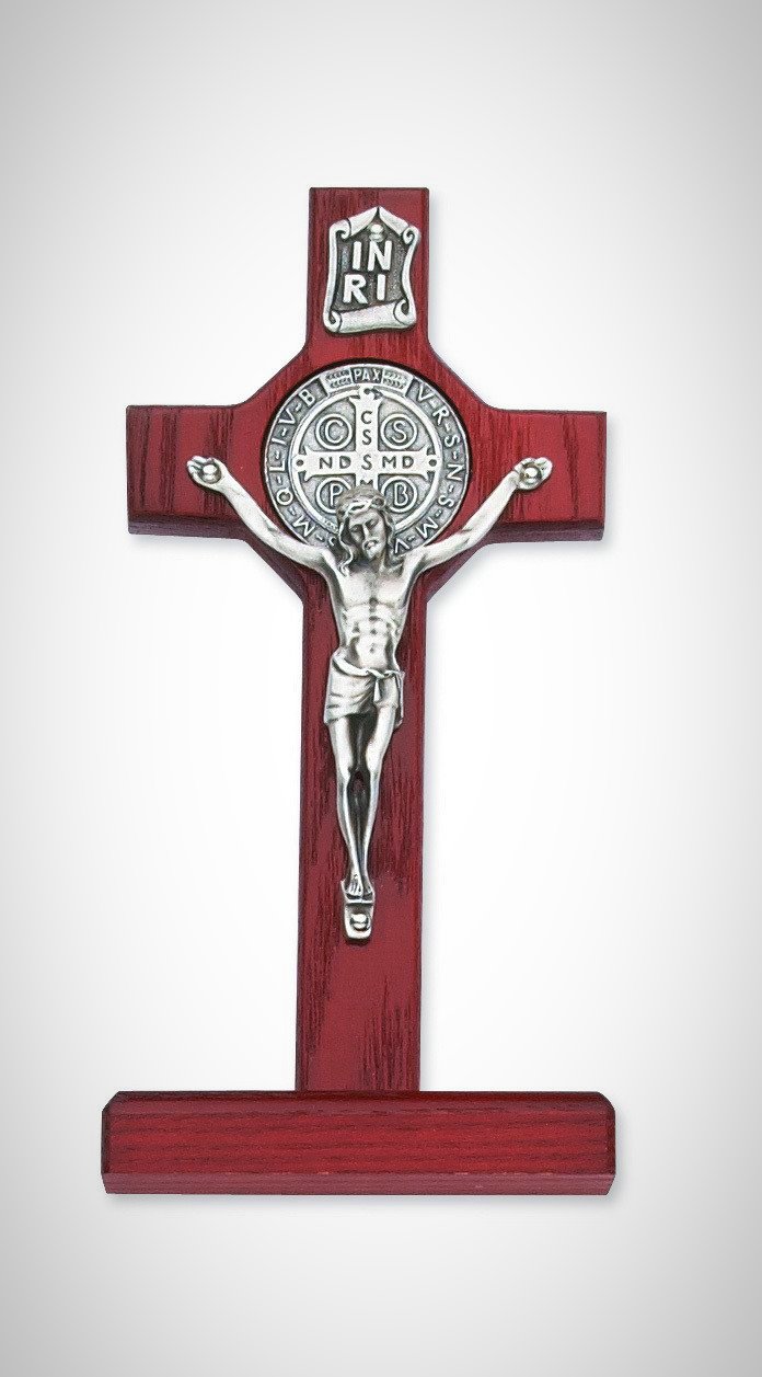 St. Benedict Crucifix 6" Cherry Standing