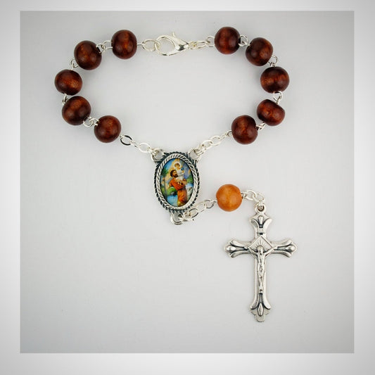Brown Wood St. Chris Auto Rosary
