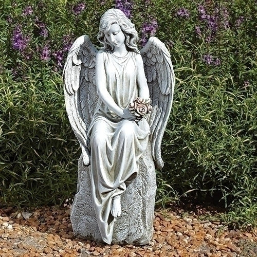 Statue - Angel Holding Flowers Statue  17"