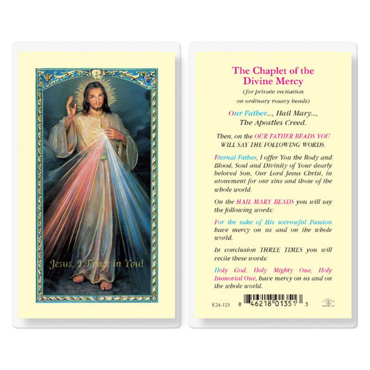 Chaplet of Divine Mercy Holy Card - Laminated