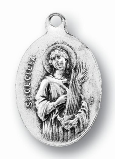 St. Cecilia Silver Oxidized Medal
