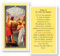 Prayer to St. John the Baptist Holy Card
