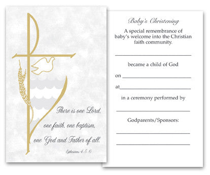 Baptism Holy Card  Parchment Collection