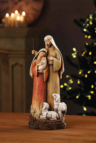 Holy Family With Lambs - 12" Nativity Figurine