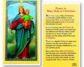 Prayer to Mary Help of Christians Holy Card