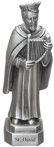 St. David Statue Pewter 9 Cm