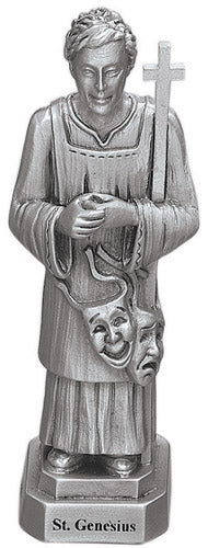 St. Genesius Statue - Pewter 9 cm