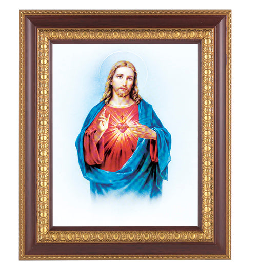 Sacred Heart of Jesus In Cherry Frame