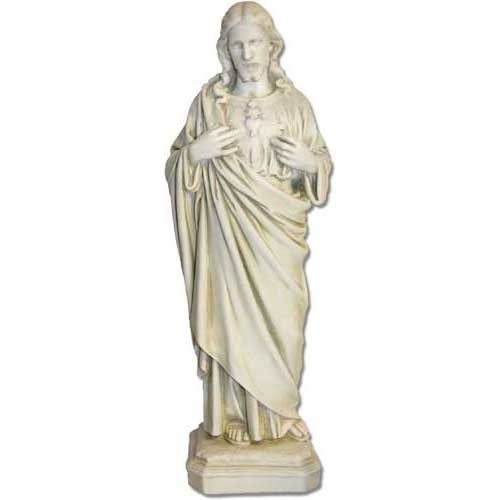 Outdoor White Sacred Heart Statue 16"