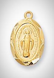 Baby Gold Miraculous Medal with 13" chain
