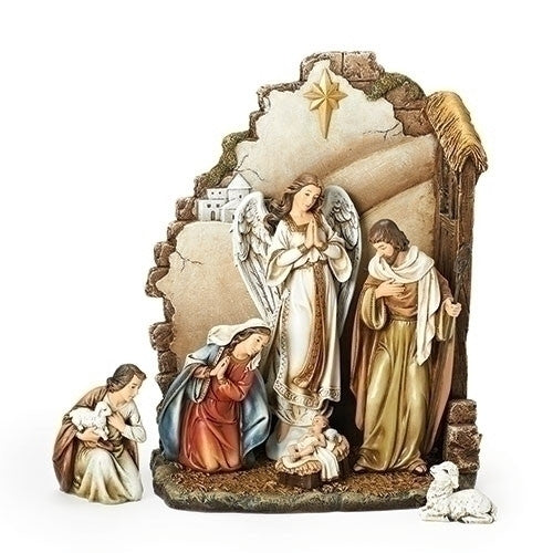 Nativity Set with Back Wall  7 Piece