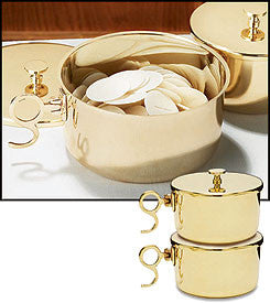 Ciborium with Lid NS030  300-Host Polished Brass Stacking