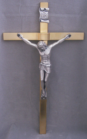 Crucifix with gold plated cross & silver plated corpus.
