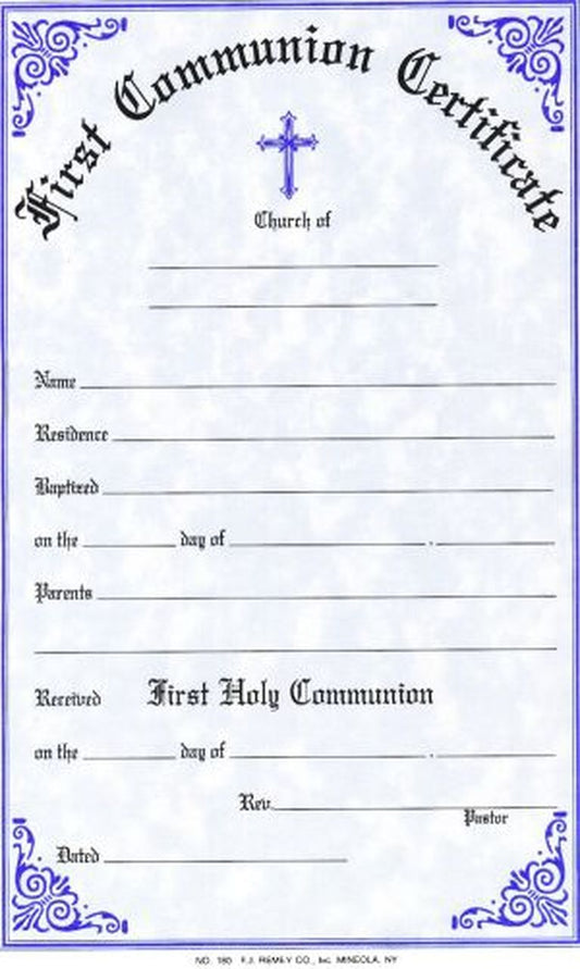 First Communion Certificate Pad 50