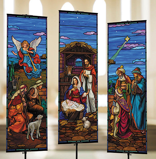 Stained Glass Nativity - Banner Set