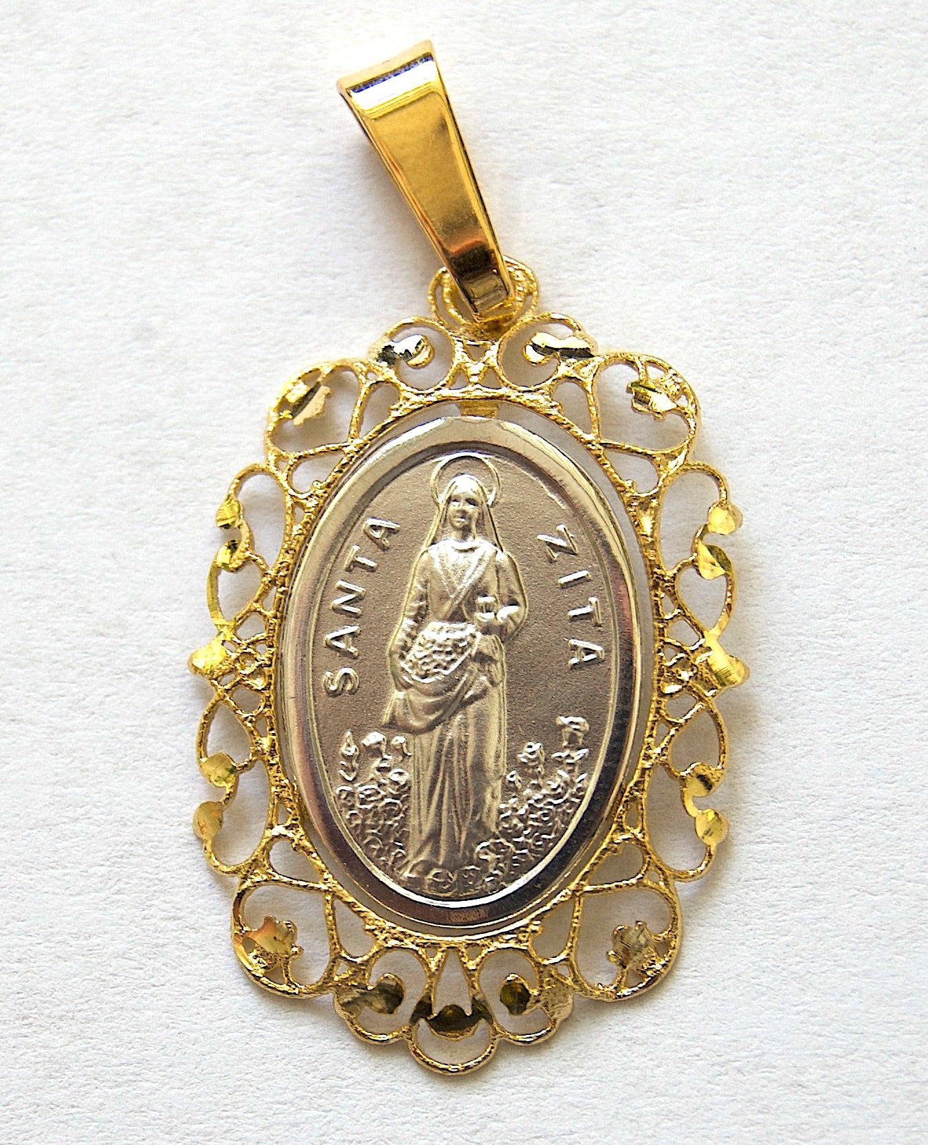 St. Zita Medal - Sterling Silver with 18kt Gold Frame